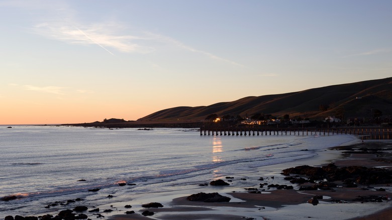 Cayucos, California at dusk