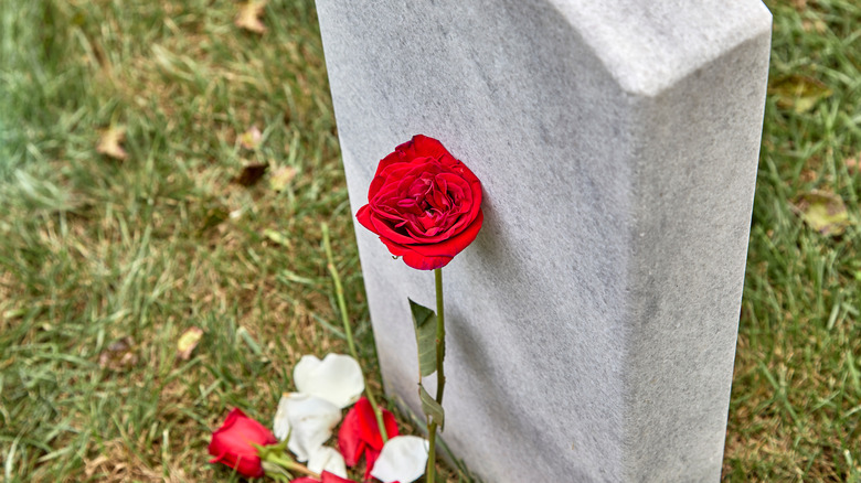 Rose on headstone