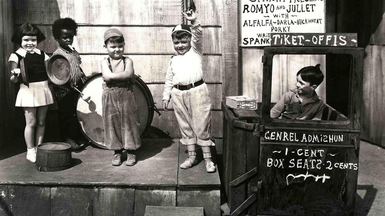 Our Gang child actors on film set 