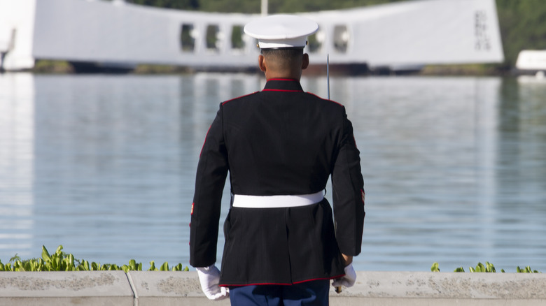 US Marine standing at attention