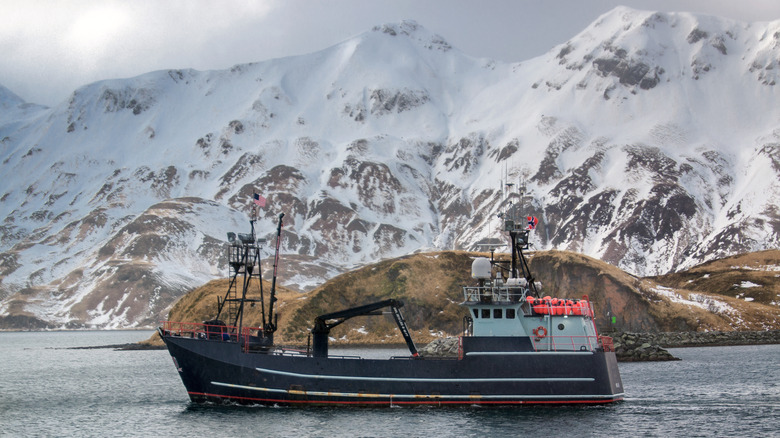 Crab-collecting vessel in Alaska