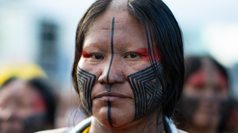 Indigenous woman at a march