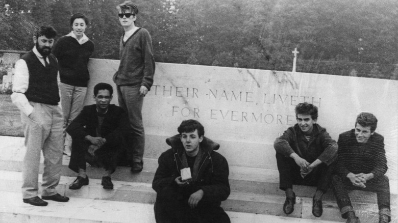 The Beatles posing in Hamburg