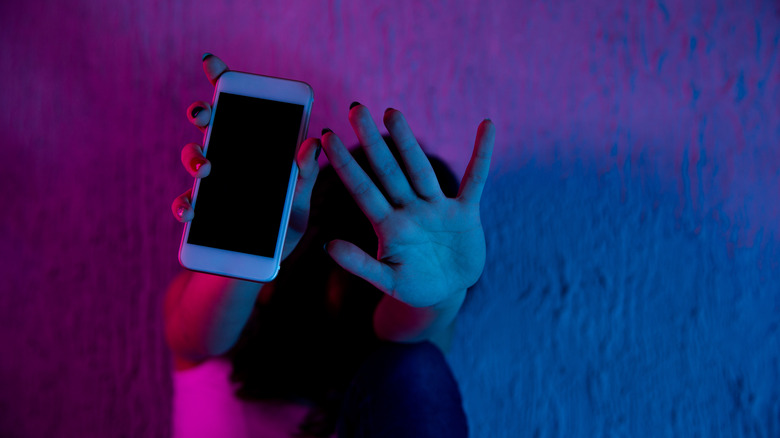 phone and hand held away