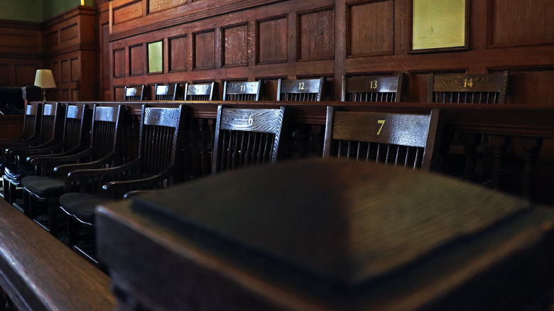 Jury box in courtroom