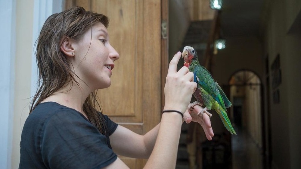 Kim Wall with bird
