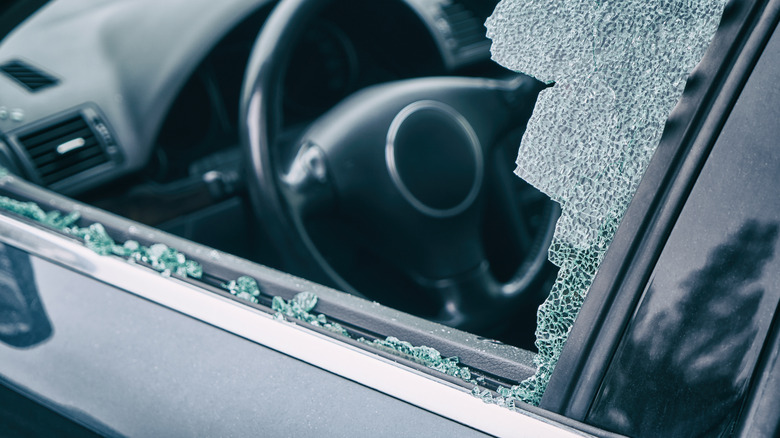 vandalized car
