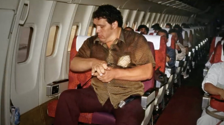 andre the giant on an airplane