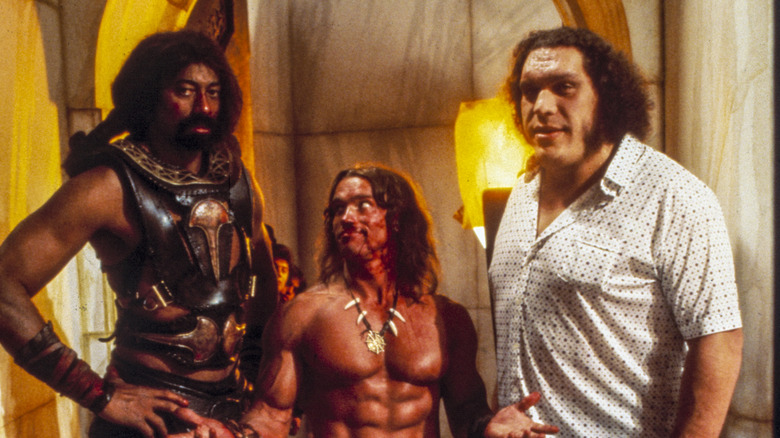 andre the giant on the set of a conan movie