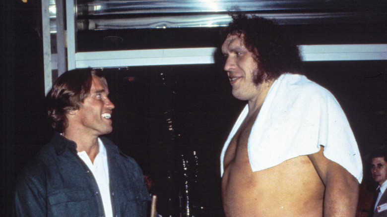 andre the giant in profile draped in towel