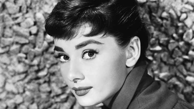 Audrey Hepburn looking serious