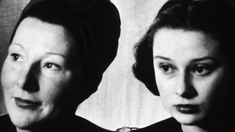 A young Audrey Hepburn and her mother, 1946