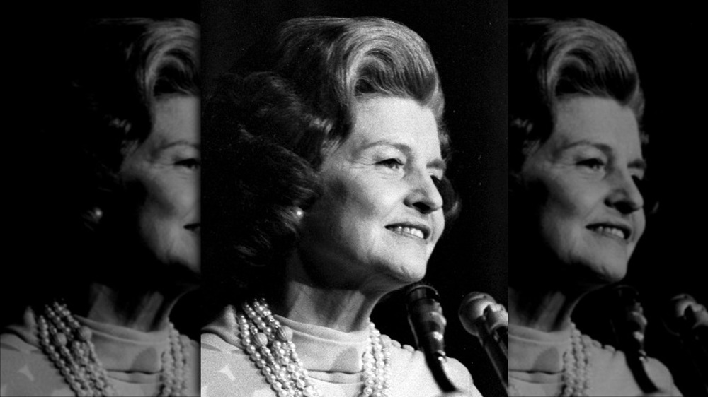 Betty Ford giving a speech in 1976