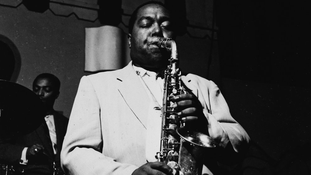 Charlie Parker with saxophone
