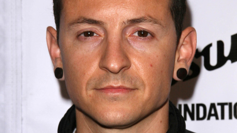 Chester Bennington looking serious