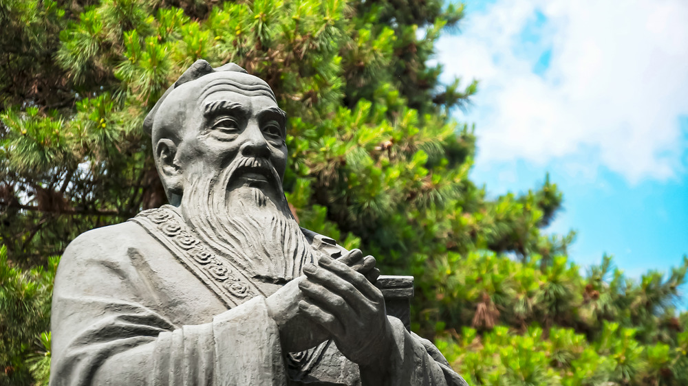 Stone statue of Confucius