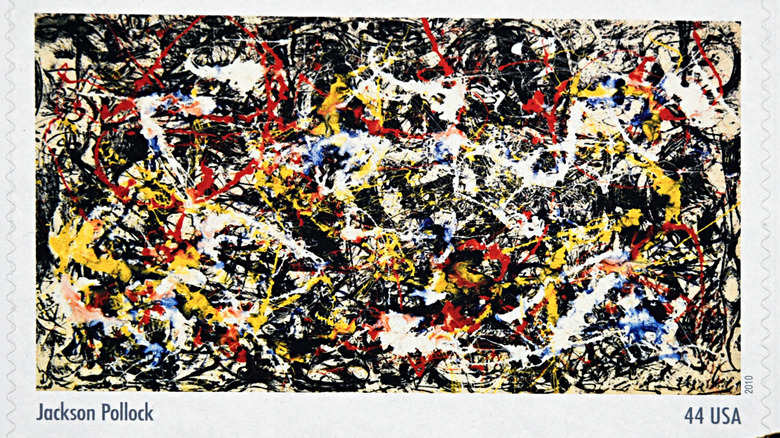 Jackson Pollock art on stamp