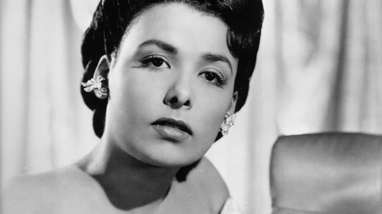 Lena Horne posing frowning
