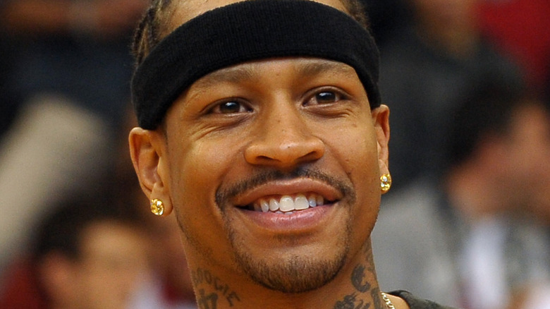 Allen Iverson headband tattoos smiling 