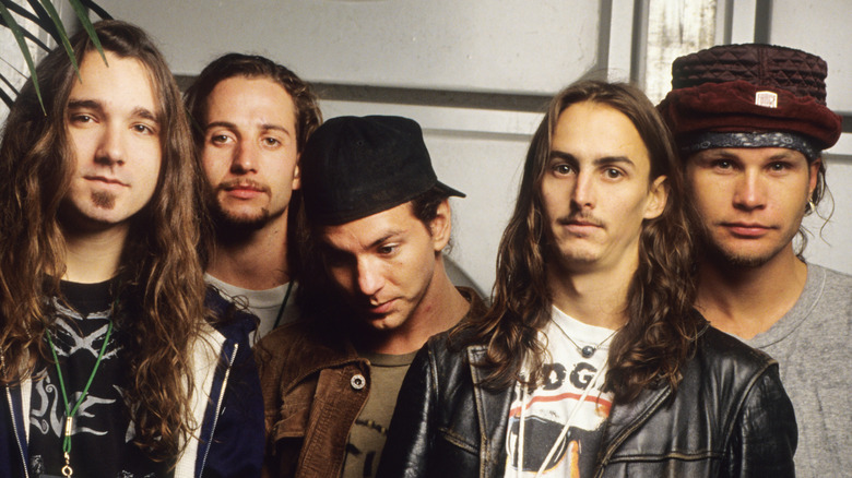 Pearl Jam posing for band photo