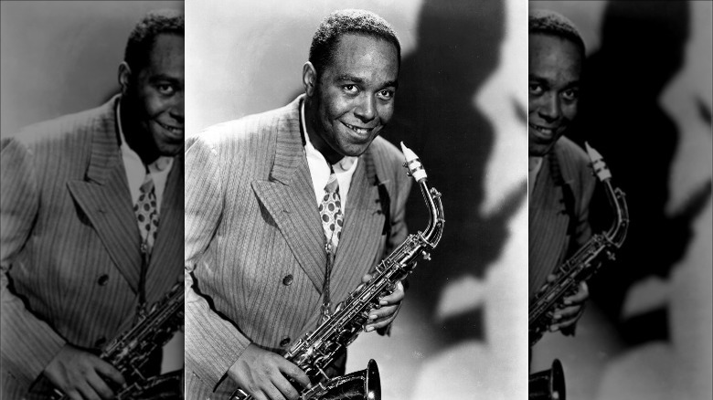 Charlie Parker with his saxophone
