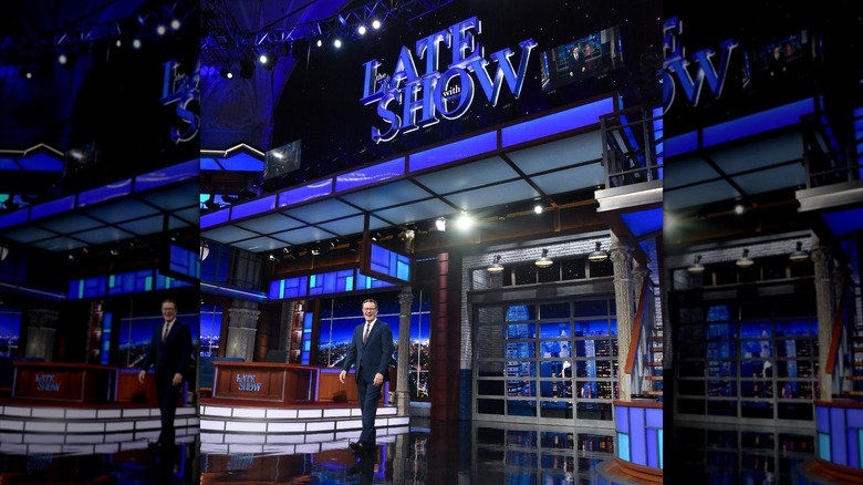 Stephen Colbert on the set of The Late Show
