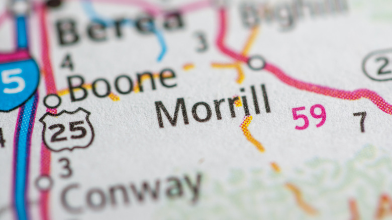 map showing Morrill Kentucky where The Judds lived