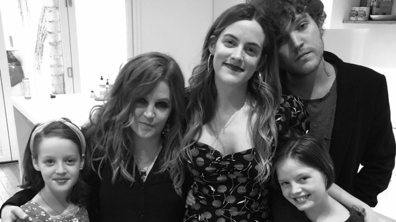 Lisa Marie Presley and Benjamin Keough with siblings