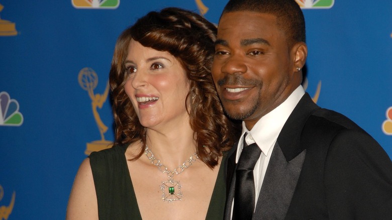 Morgan and Tina Fey red carpet