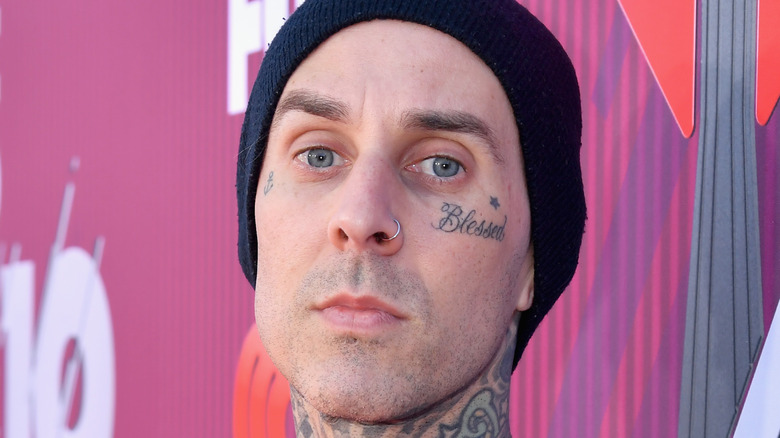 Travis Barker Blink-182 looking intense