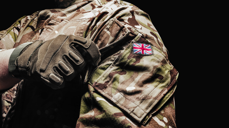 soldier uniform with Great Britain flag patch