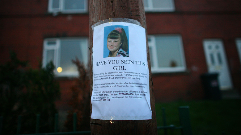 A poster, put up by local residents, of missing 9-year-old Shannon Matthews
