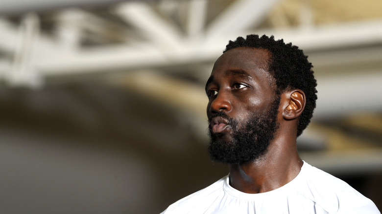 Terence Crawford during a workout break