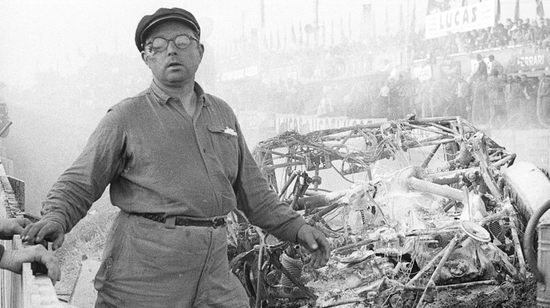 Mercedes wreckage at Le Mans 1955