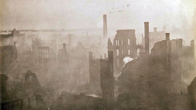 burned buildings after toronto fire