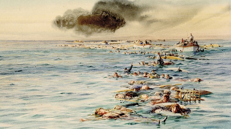 people from the lusitania in the ocean