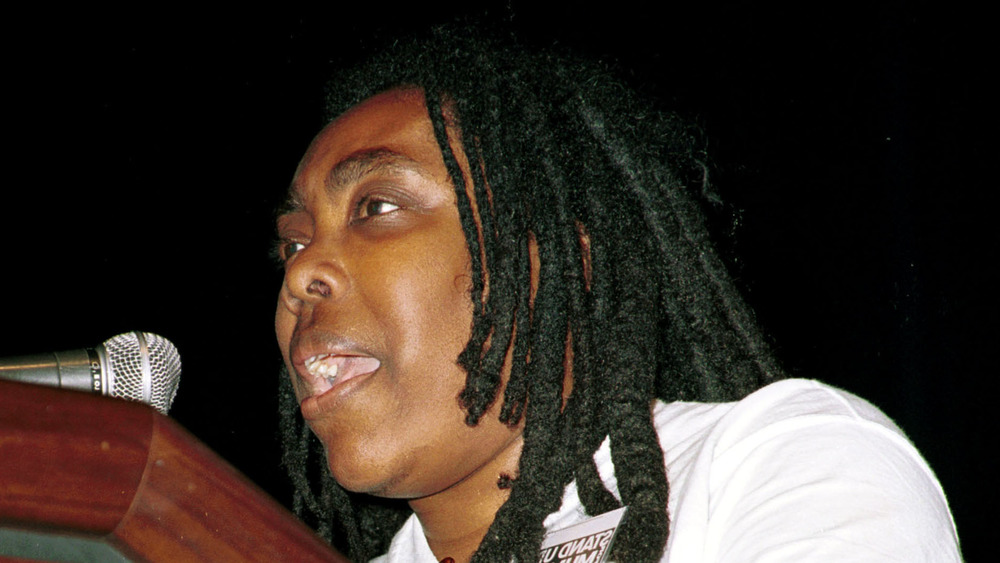Ramona Africa, survivor of a 1985 Philadelphia bombing, shows her support at a rally for Mumia Abu-Jamal May 7, 2000