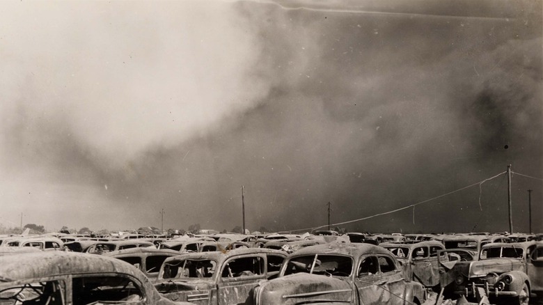 Parking lot close to explosion