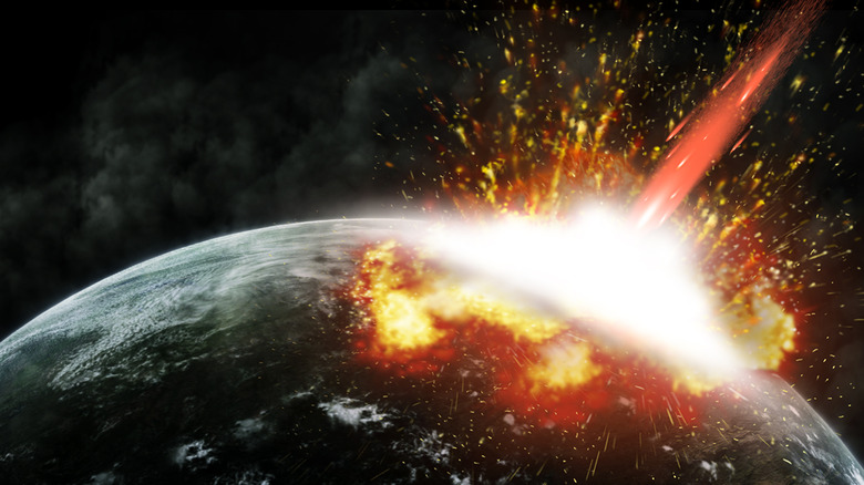 An asteroid hits Earth