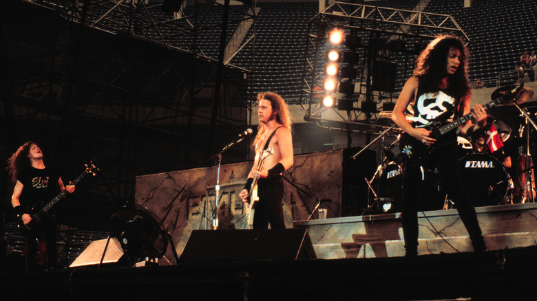 Metallica performing on stage