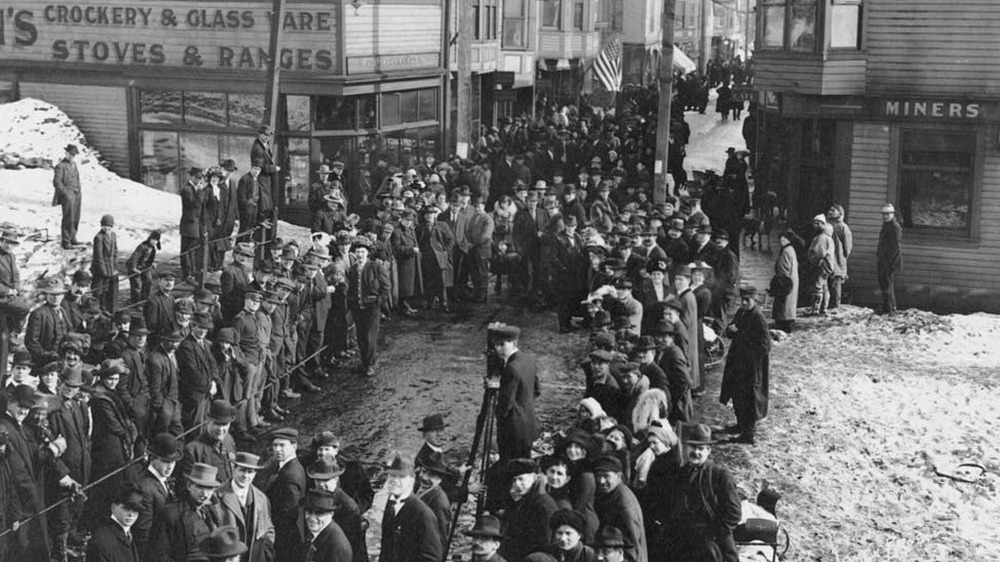 The inhabitants gather for the winners of the All Alaska Sweepstakes 