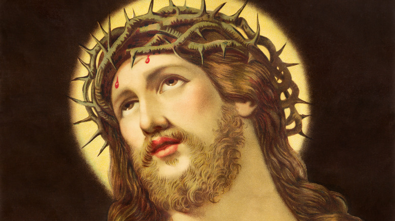 Jesus wearing crown of thorns