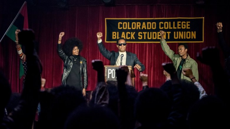Laura Harrier and Corey Hawkins in BlacKkKlansman