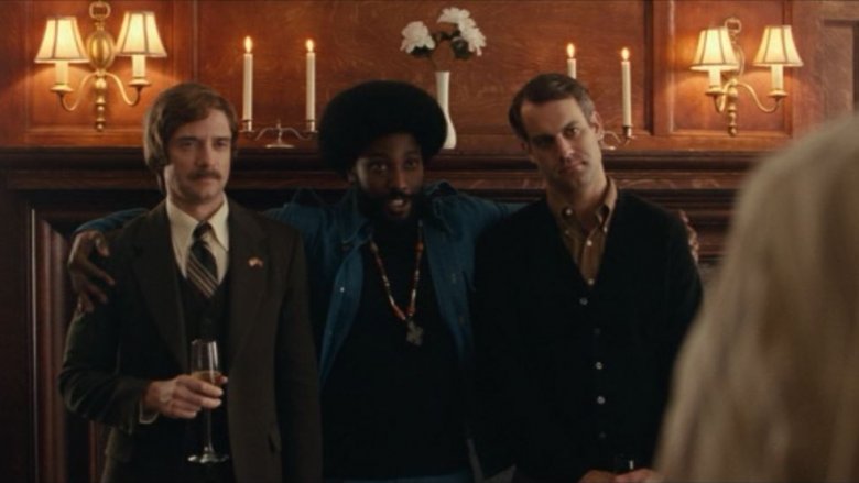 Topher Grace and John David Washington in BlacKkKlansman