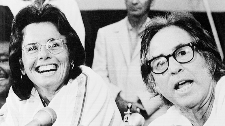 Billie Jean King and Bobby Riggs at press conference
