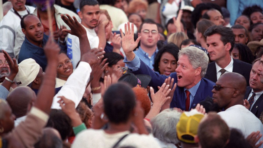 Clinton at a Democratic "Get out the vote" rally in Los Angeles, California, on November 2, 2000