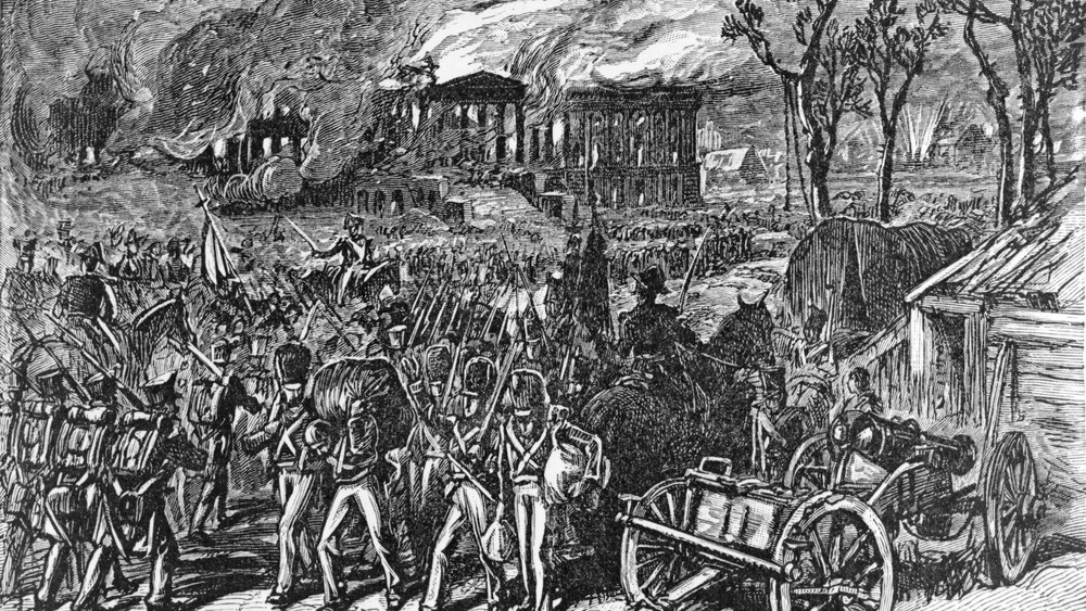 Capture and Burning of Washington by the British, in 1814, wood engraving, 1876.