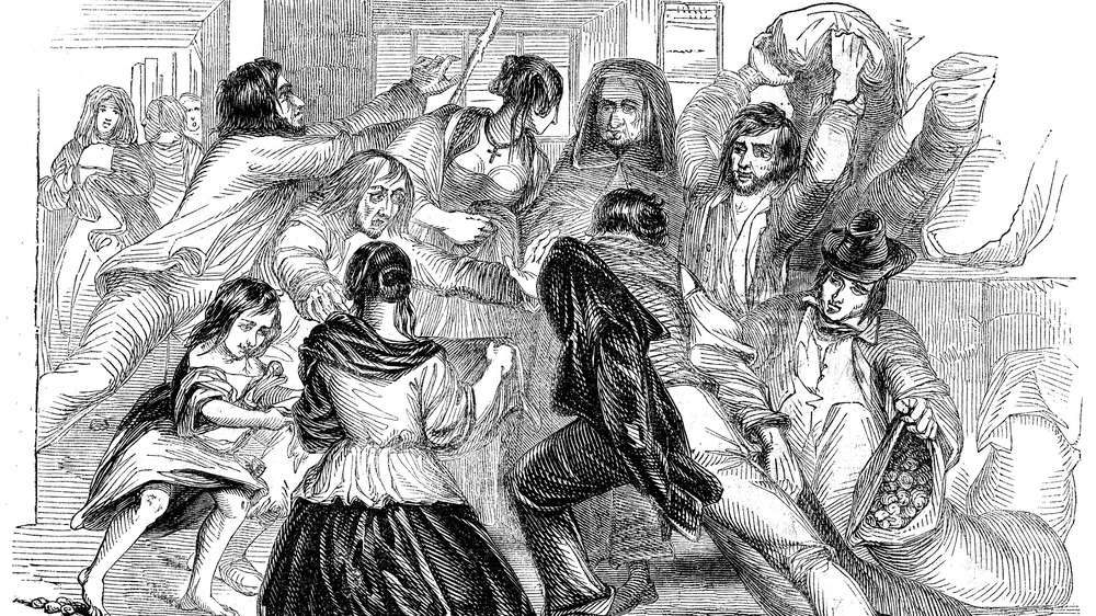 an illustration of people fighting 