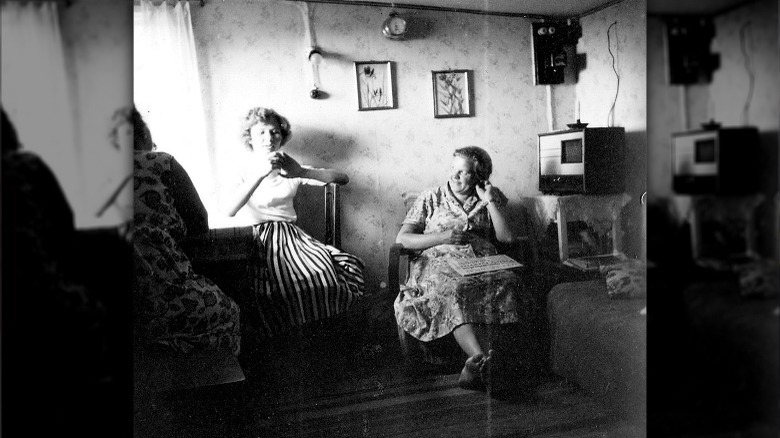 women listening to radio
