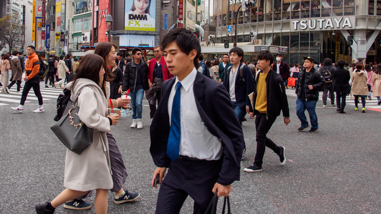 People walking to Shibuya station